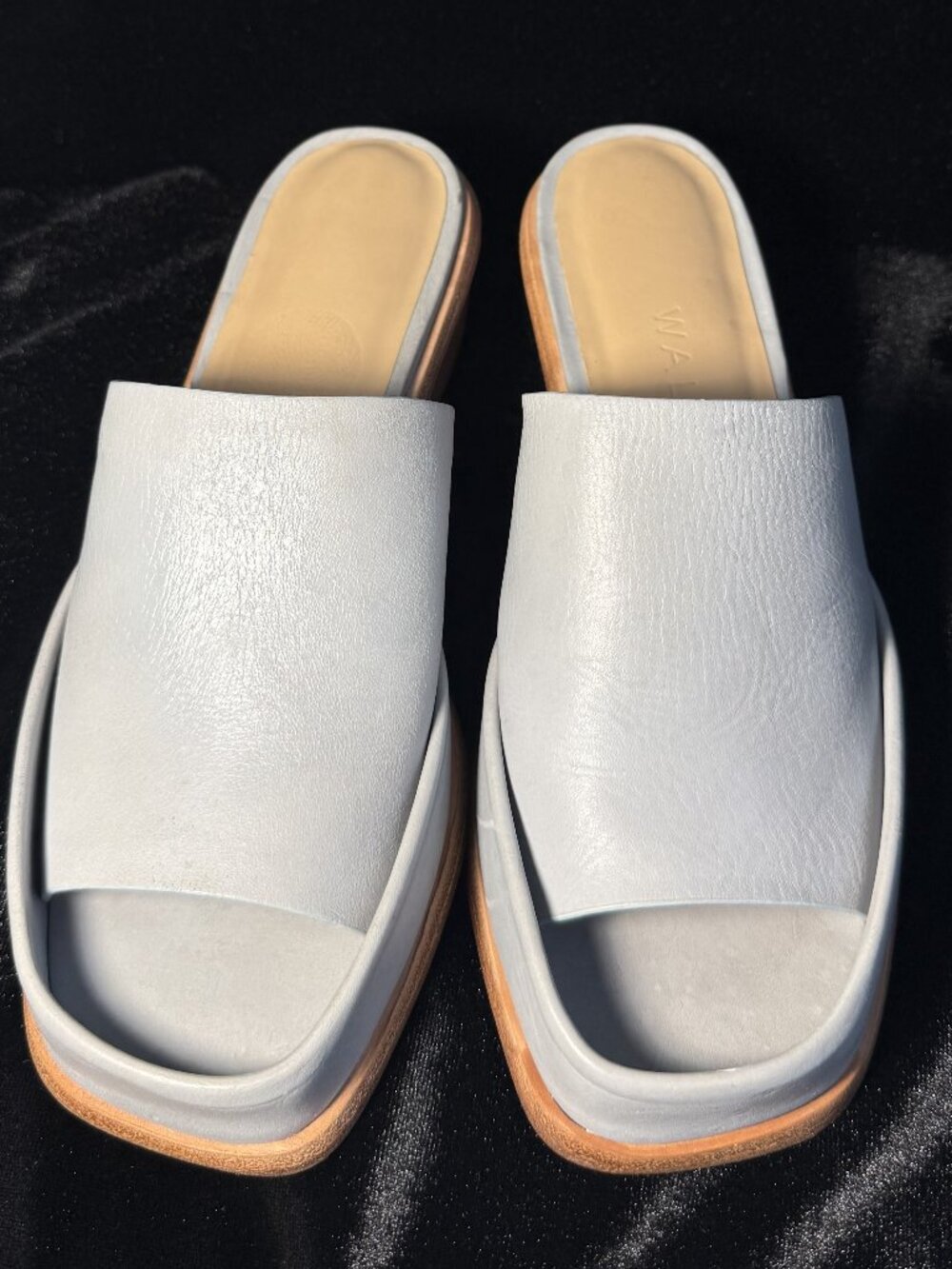 Wal & Pai light-blue leather slides, EU 38 / US 7.5